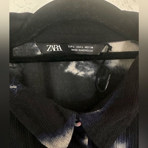 Zara black tie dye button down shirt size large - Picture 4 of 9